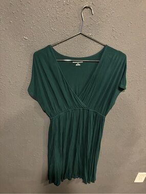 Amazon Essentials Emerald Green Wrap-Style Midi Dress
